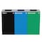 Alpine Industries 87 Gal. 3-Stream Steel Blue Green Recycling Bin and Black Trash Waste Station w Square Slot Lids ALP4450-BLK-KIT17 - alternate 1